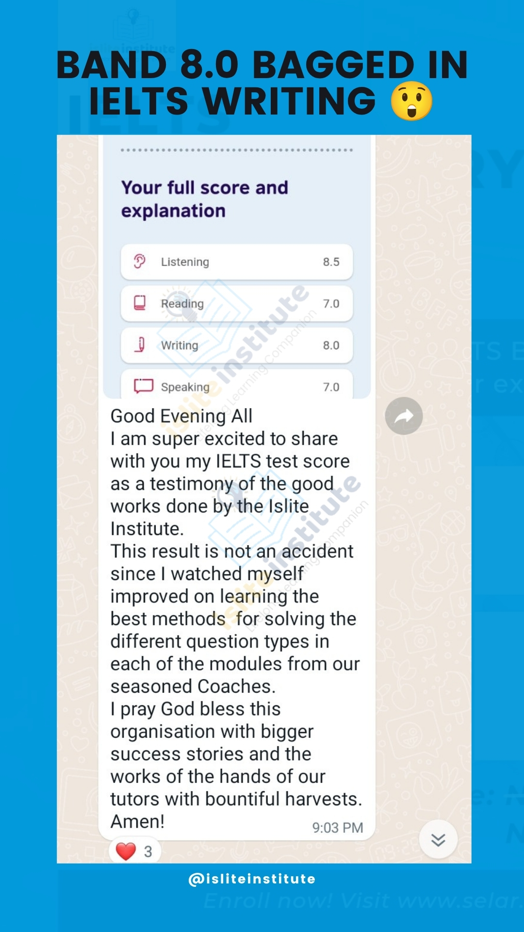 IELTS learner result — Fluency unlocked in Speaking